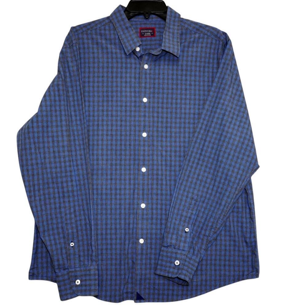 UNTUCKit Blue Checkered Button-Down Shirt - Size XL